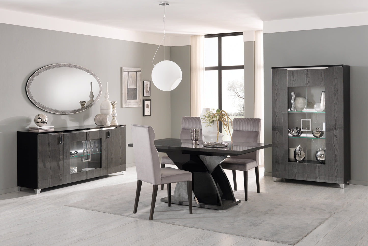 San Martino Metropol Grey Oval Mirror